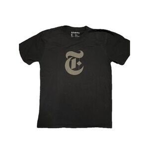 The New York Times Logo Unisex Black T-Shirt Size Large Collection A1